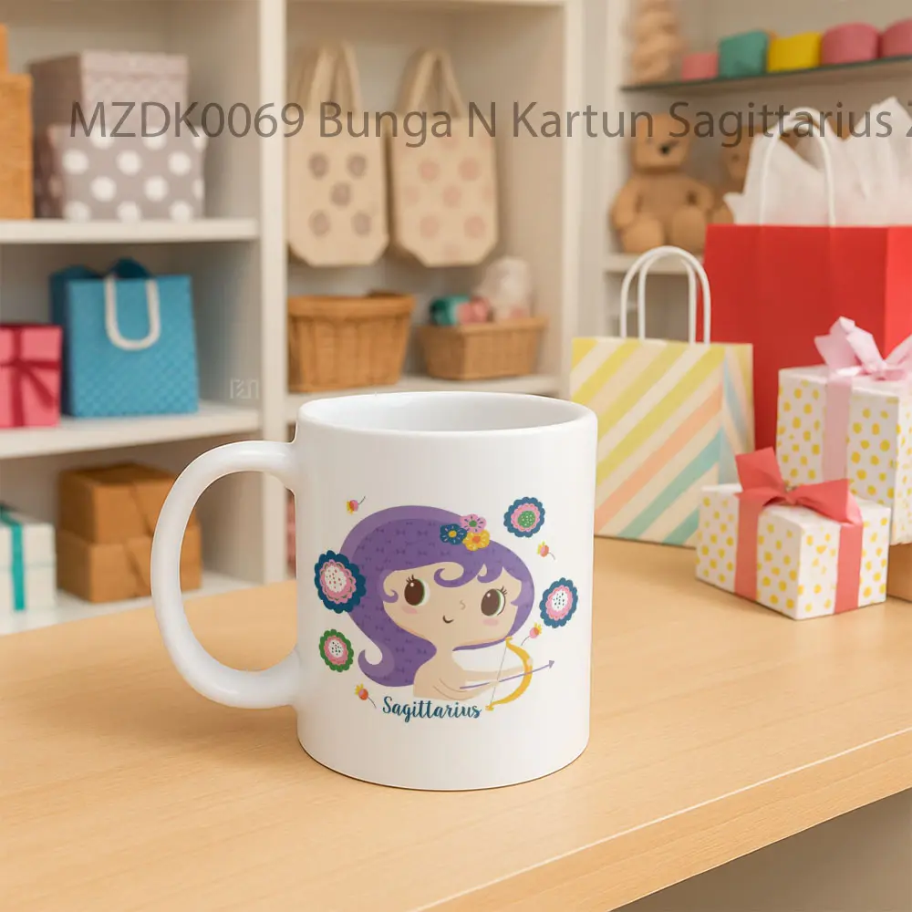 Bunga N Kartun Sagittarius Zodiak Mug - Sudut 2