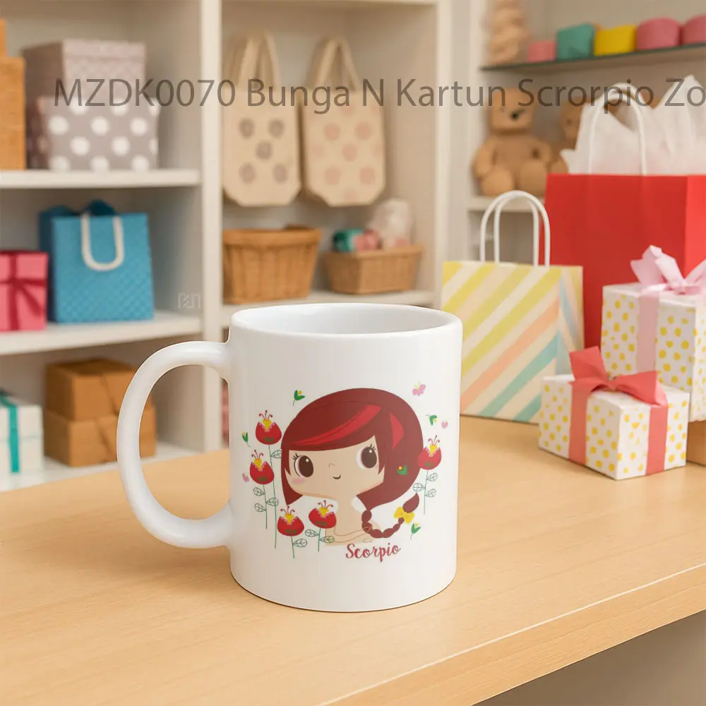 Bunga N Kartun Scrorpio Zodiak Mug - Sudut 2
