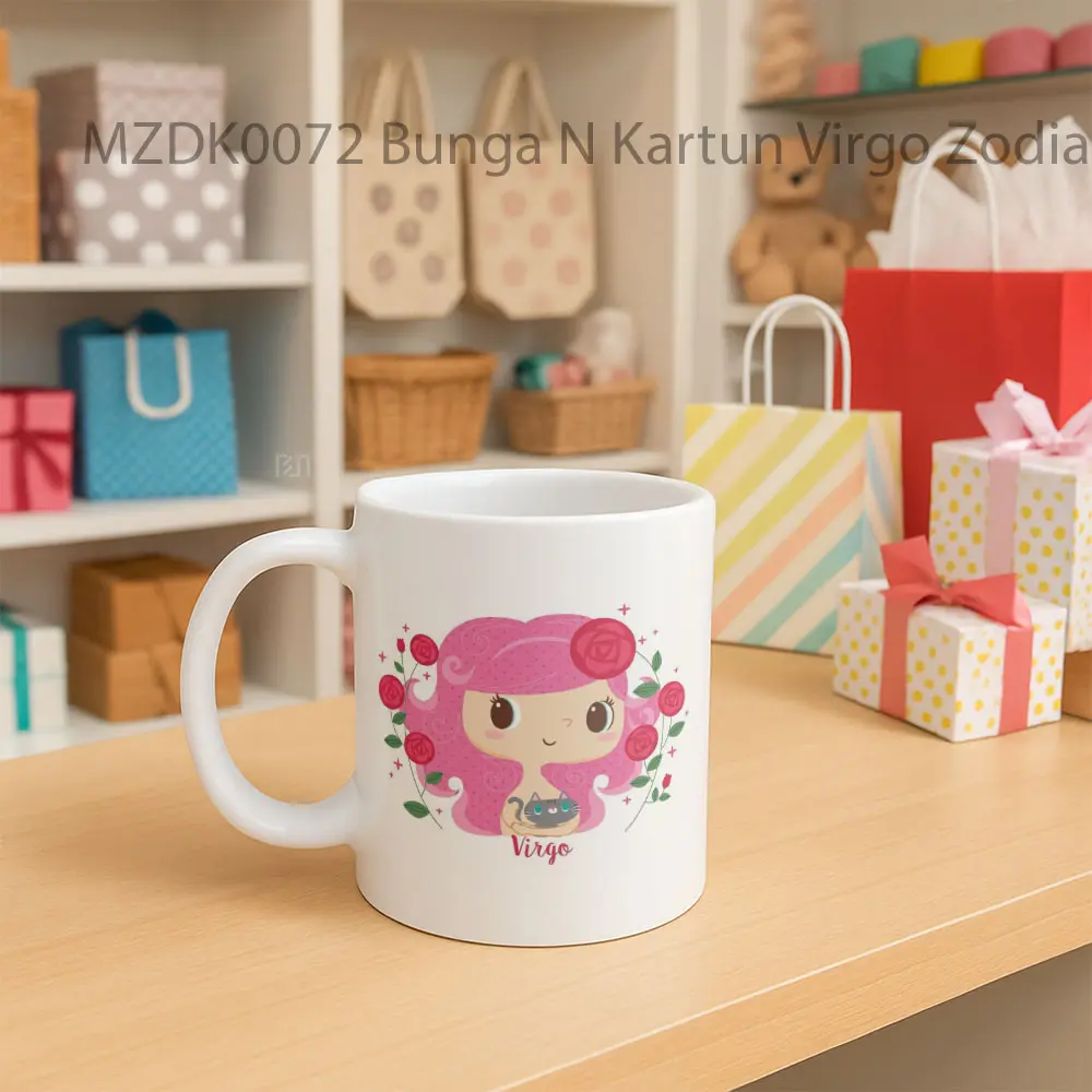 Bunga N Kartun Virgo Zodiak Mug - Sudut 2