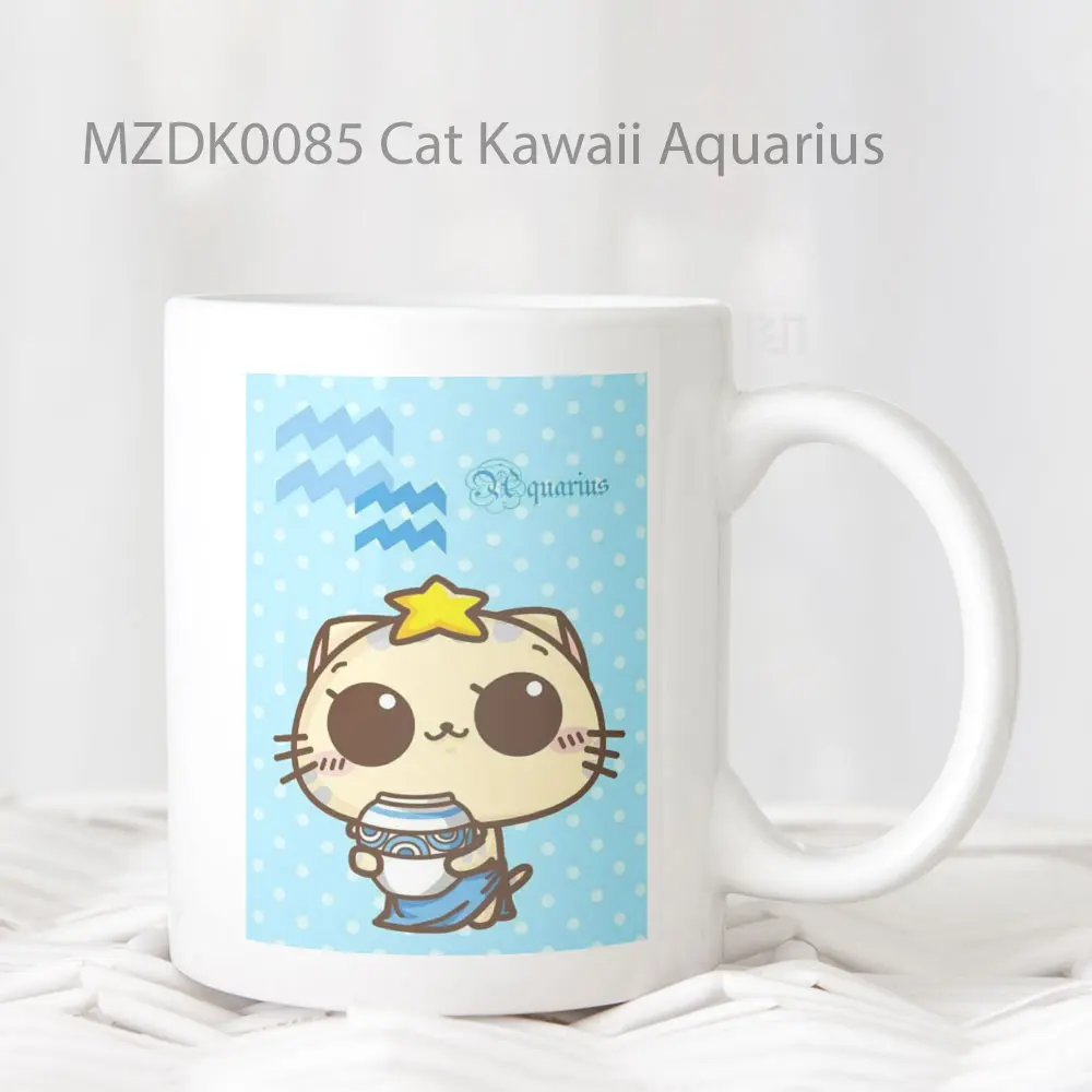Cat Kawaii Aquarius Zodiak Mug