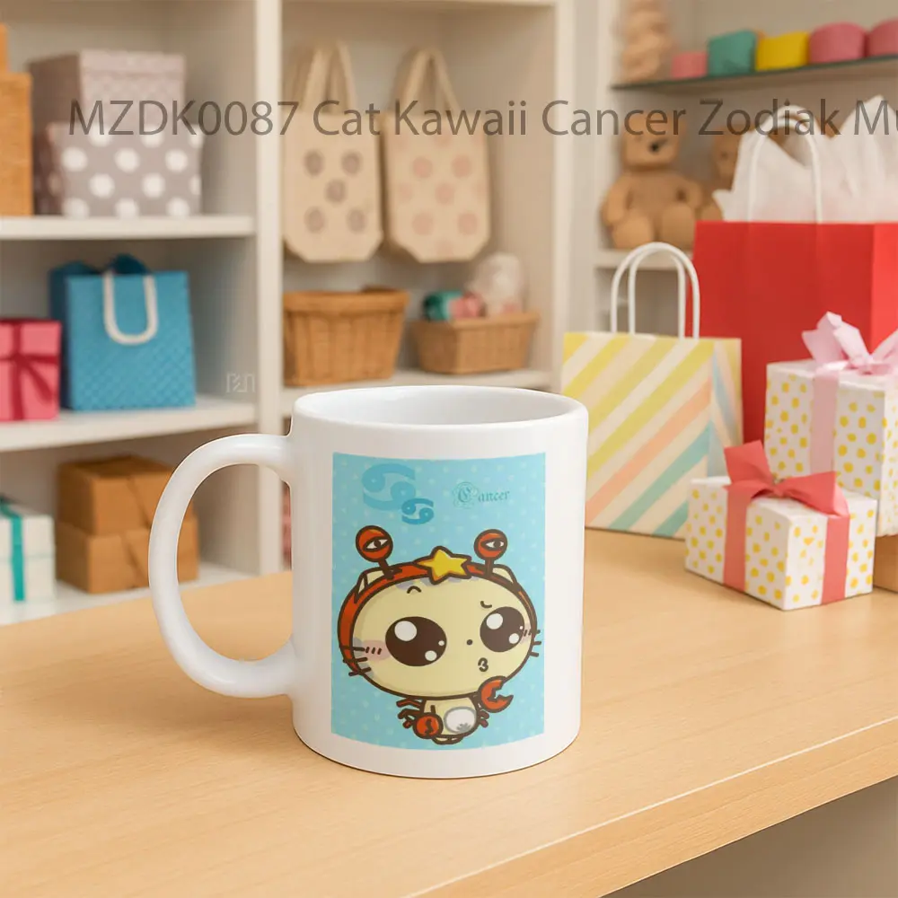Cat Kawaii Cancer Zodiak Mug - Sudut 2