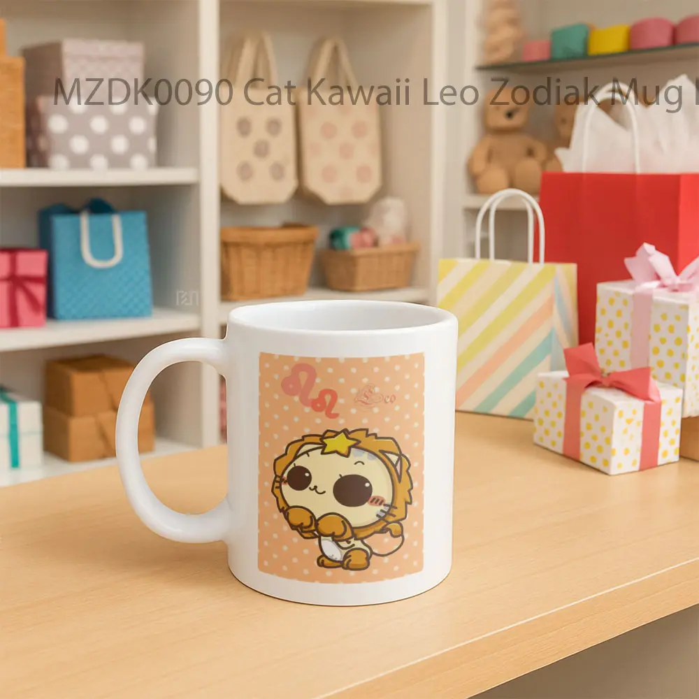 Cat Kawaii Leo Zodiak Mug - Sudut 2