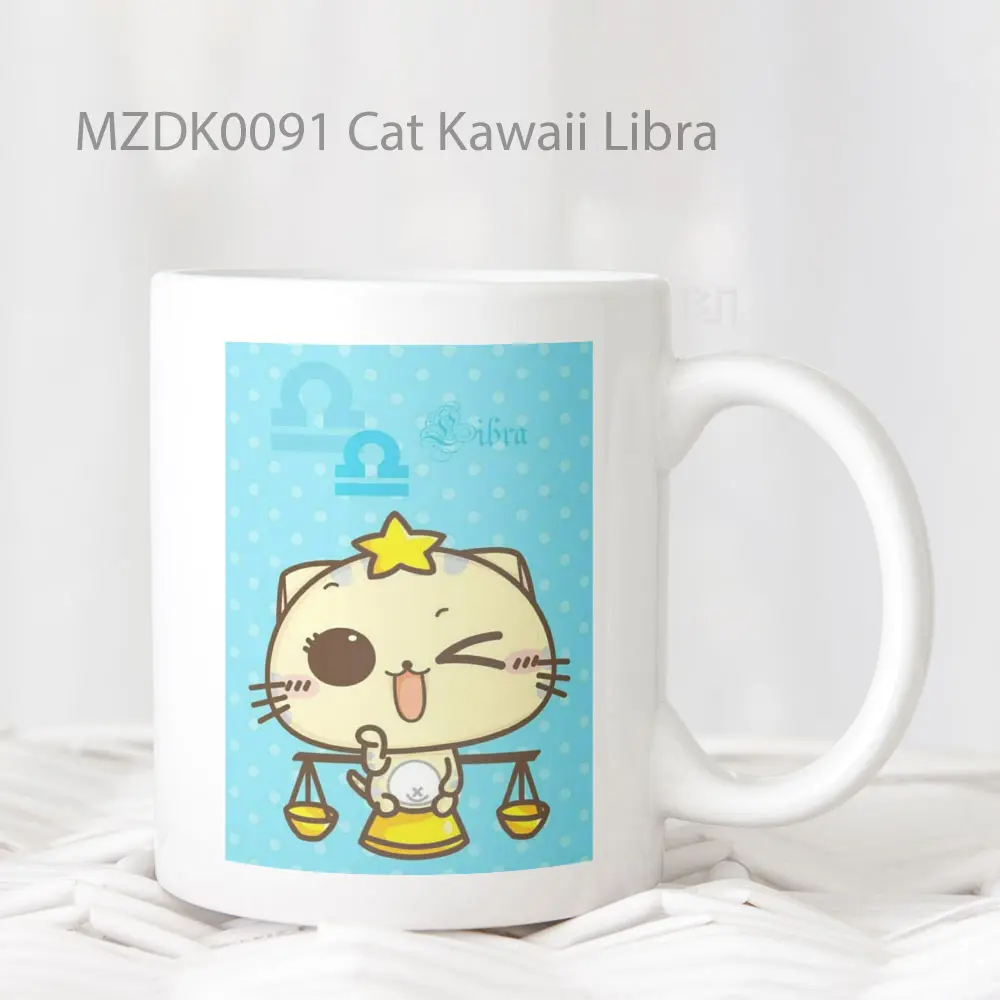 Cat Kawaii Libra Zodiak Mug