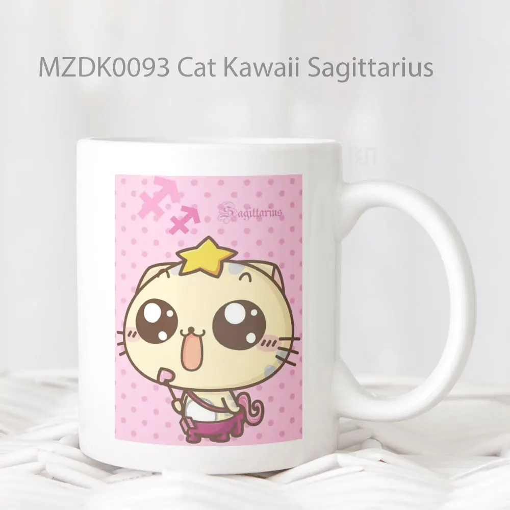 Cat Kawaii Sagittarius Zodiak Mug
