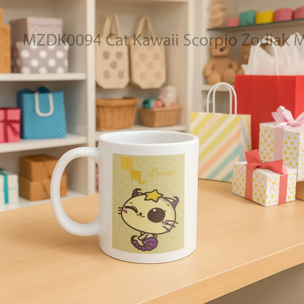 Cat Kawaii Scorpio Zodiak Mug - Sudut 2
