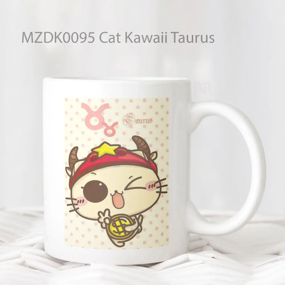 Cat Kawaii Taurus Zodiak Mug