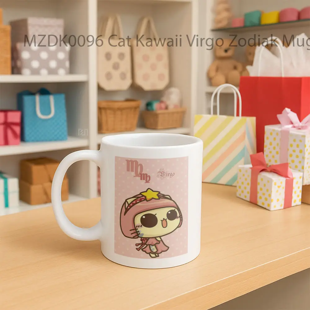 Cat Kawaii Virgo Zodiak Mug - Sudut 2