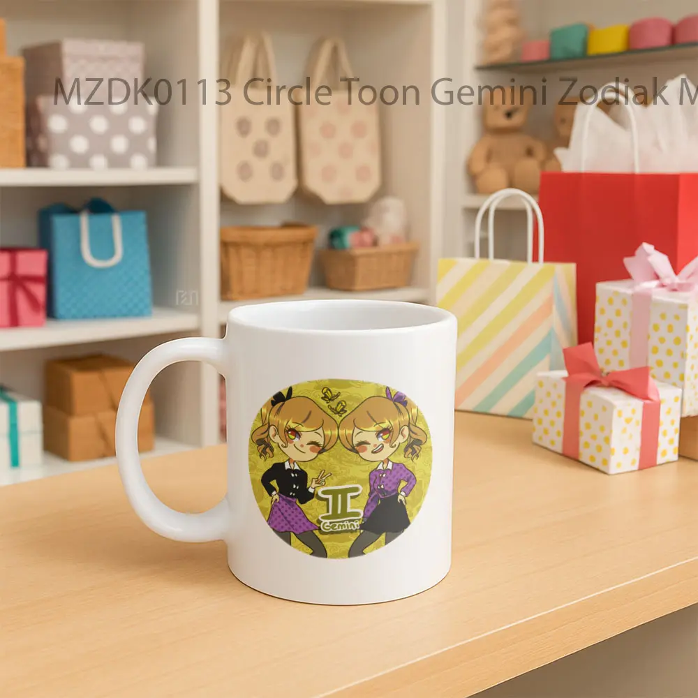 Circle Toon Gemini Zodiak Mug - Sudut 2