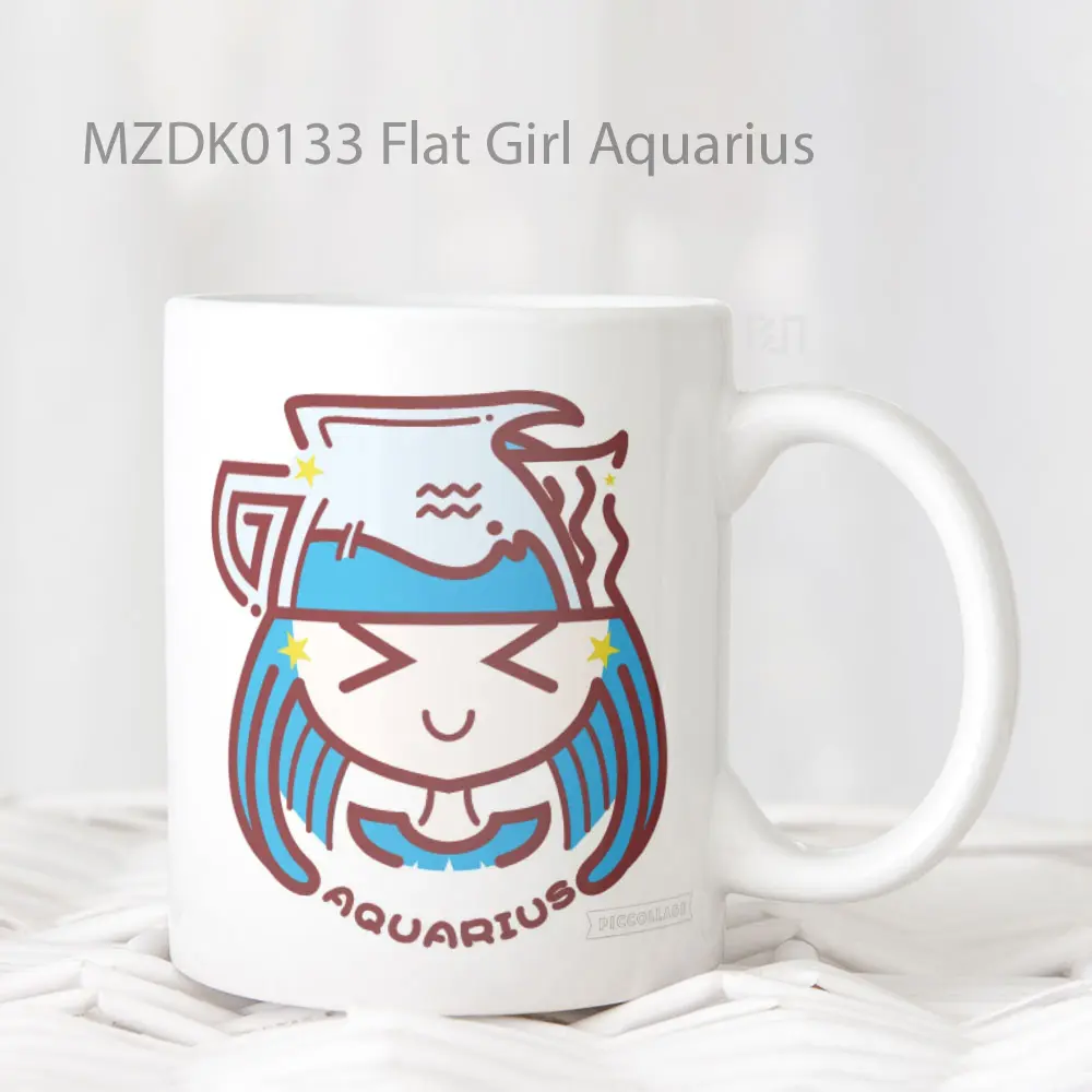 Flat Girl Aquarius Zodiak Mug