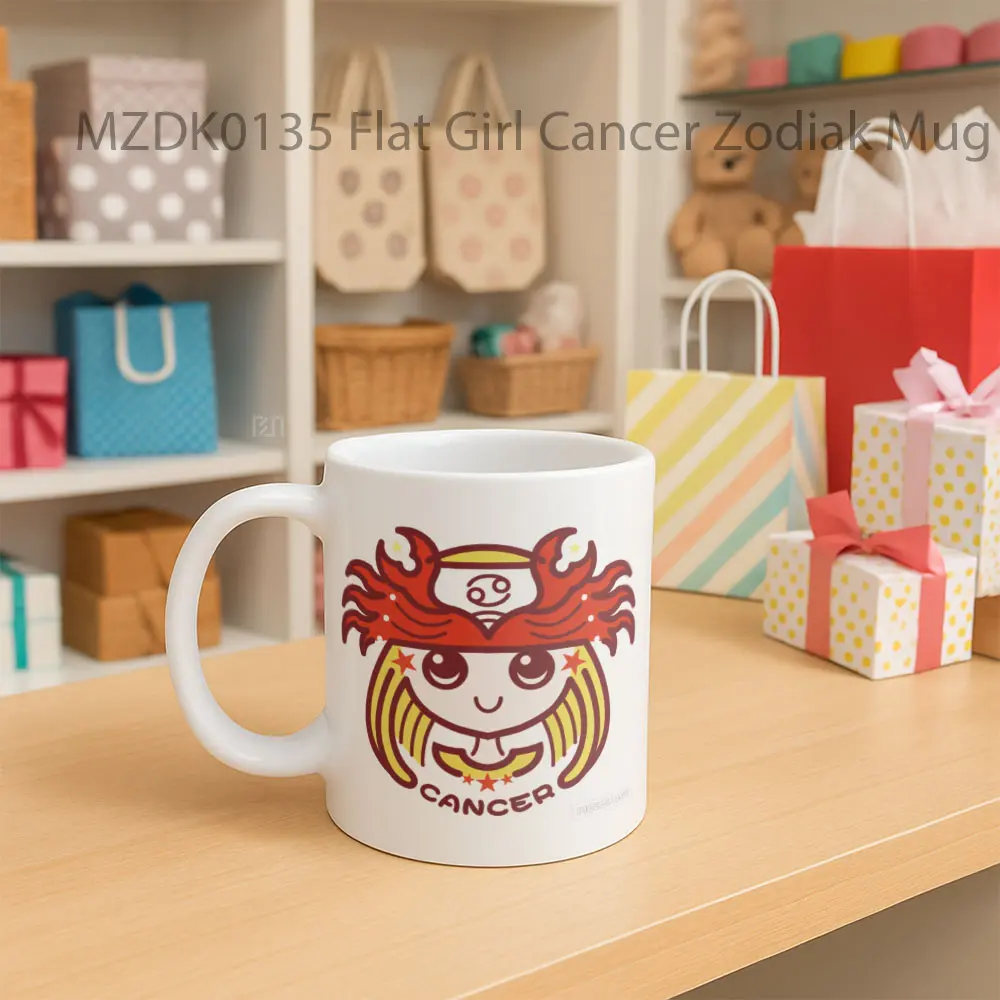 Flat Girl Cancer Zodiak Mug - Sudut 2