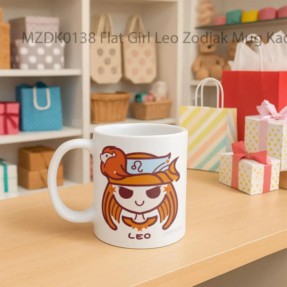 Flat Girl Leo Zodiak Mug - Sudut 2