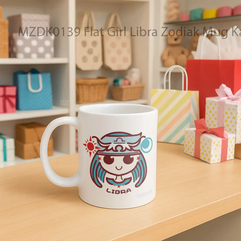 Flat Girl Libra Zodiak Mug - Sudut 2