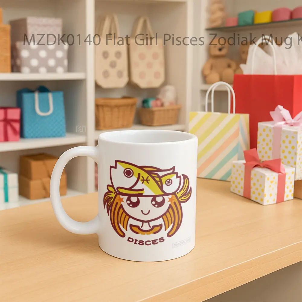 Flat Girl Pisces Zodiak Mug - Sudut 2