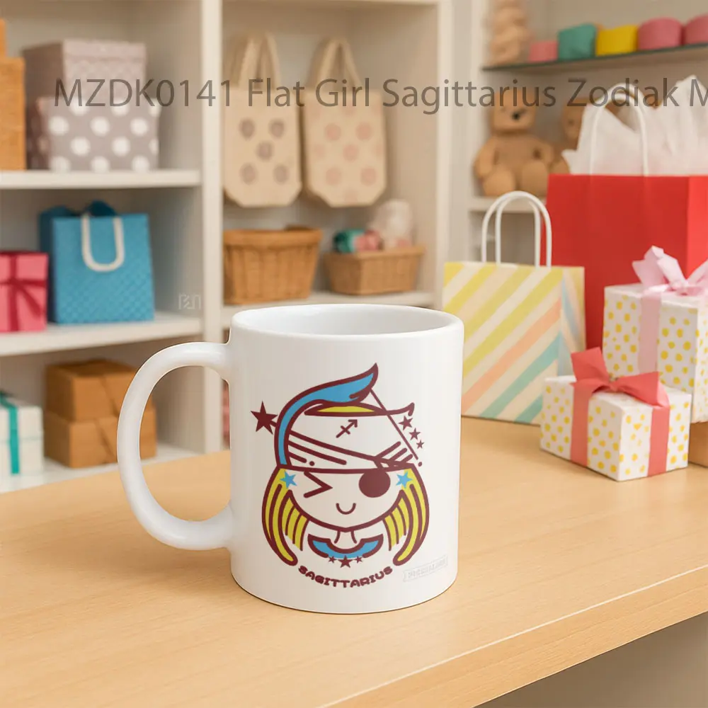 Flat Girl Sagittarius Zodiak Mug - Sudut 2