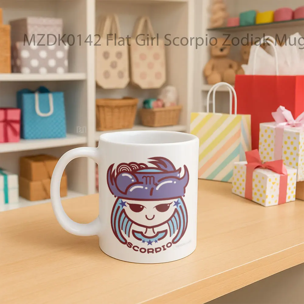 Flat Girl Scorpio Zodiak Mug - Sudut 2