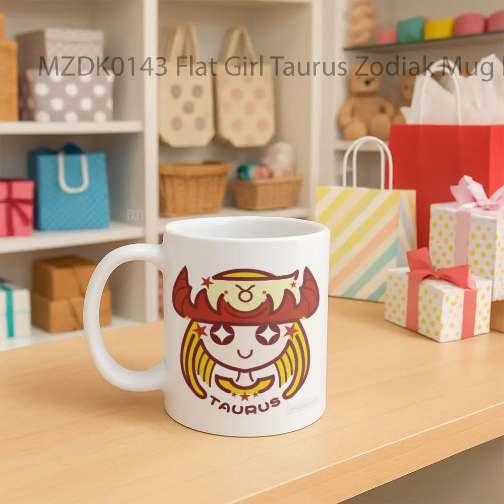 Flat Girl Taurus Zodiak Mug - Sudut 2