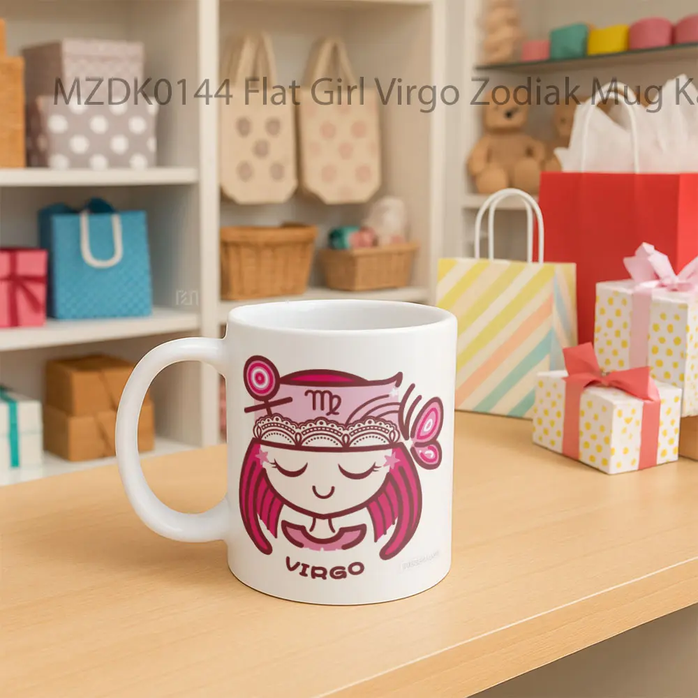 Flat Girl Virgo Zodiak Mug - Sudut 2