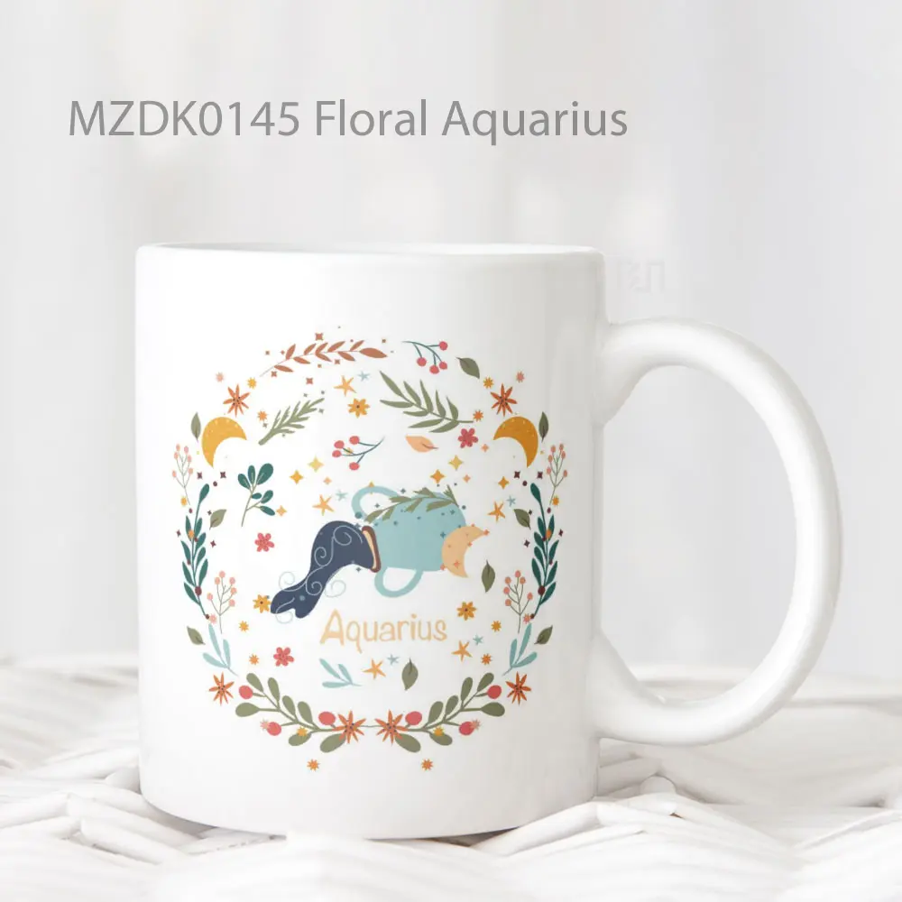 Floral Aquarius Zodiak Mug