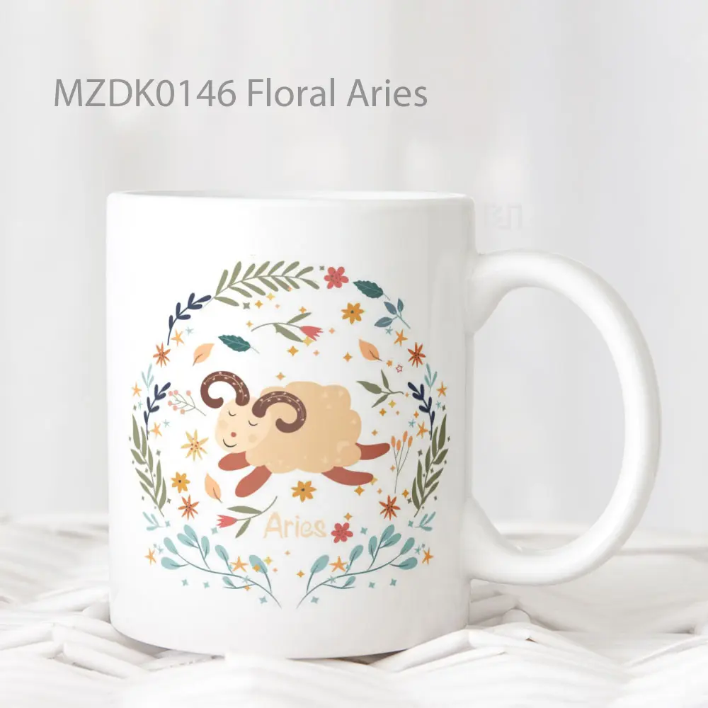 Floral Aries Zodiak Mug