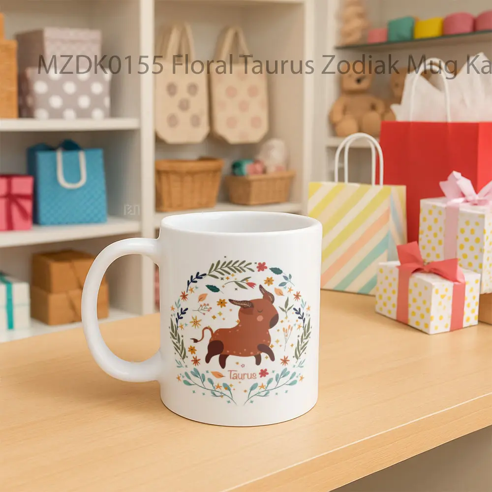 Floral Taurus Zodiak Mug - Sudut 2