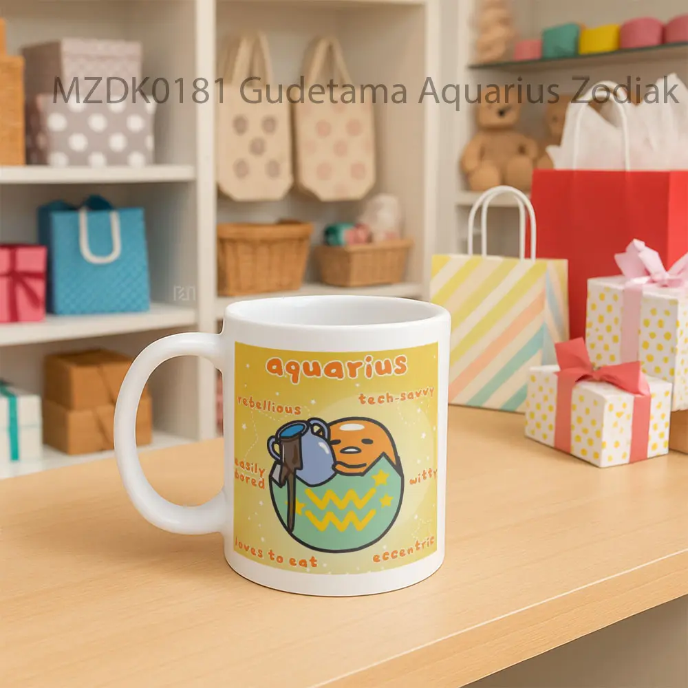 Gudetama Aquarius Zodiak Mug - Sudut 2