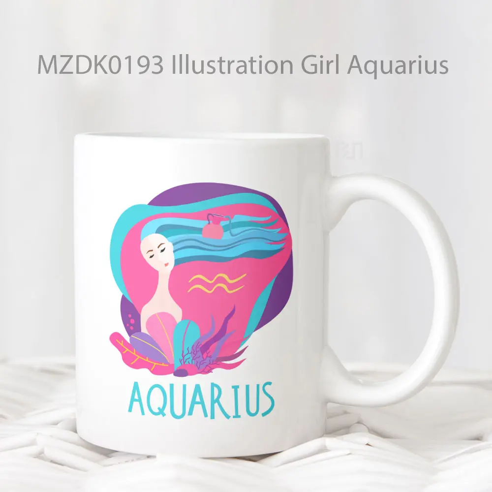 Illustration Girl Aquarius Zodiak Mug