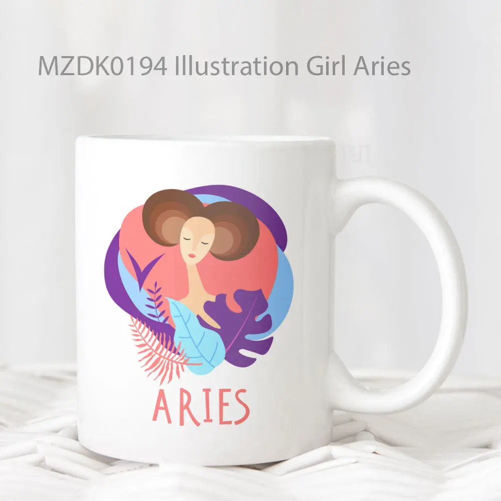 Mug Keramik Premium SNI - Illustration Girl Aries Zodiak Mug