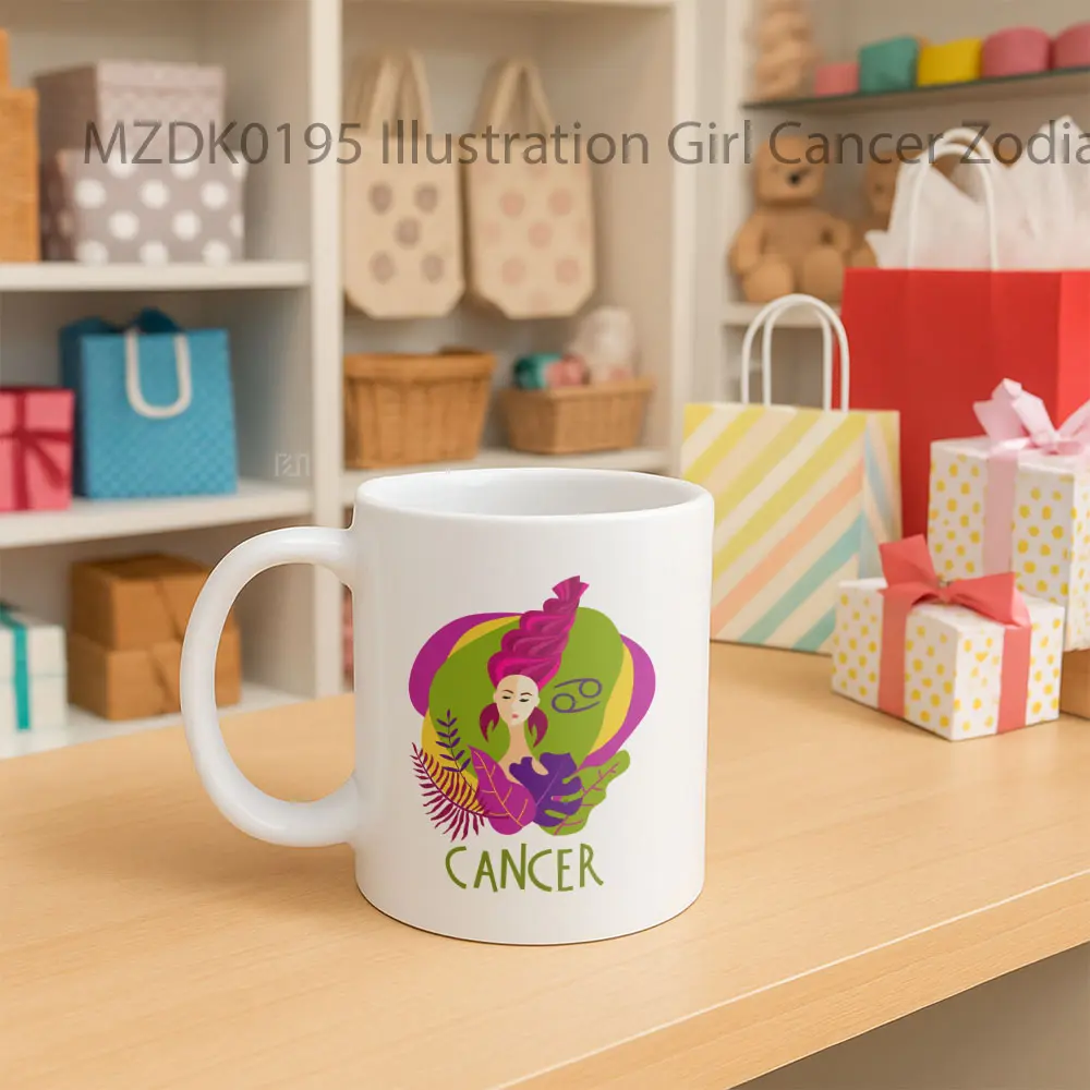 Illustration Girl Cancer Zodiak Mug - Sudut 2