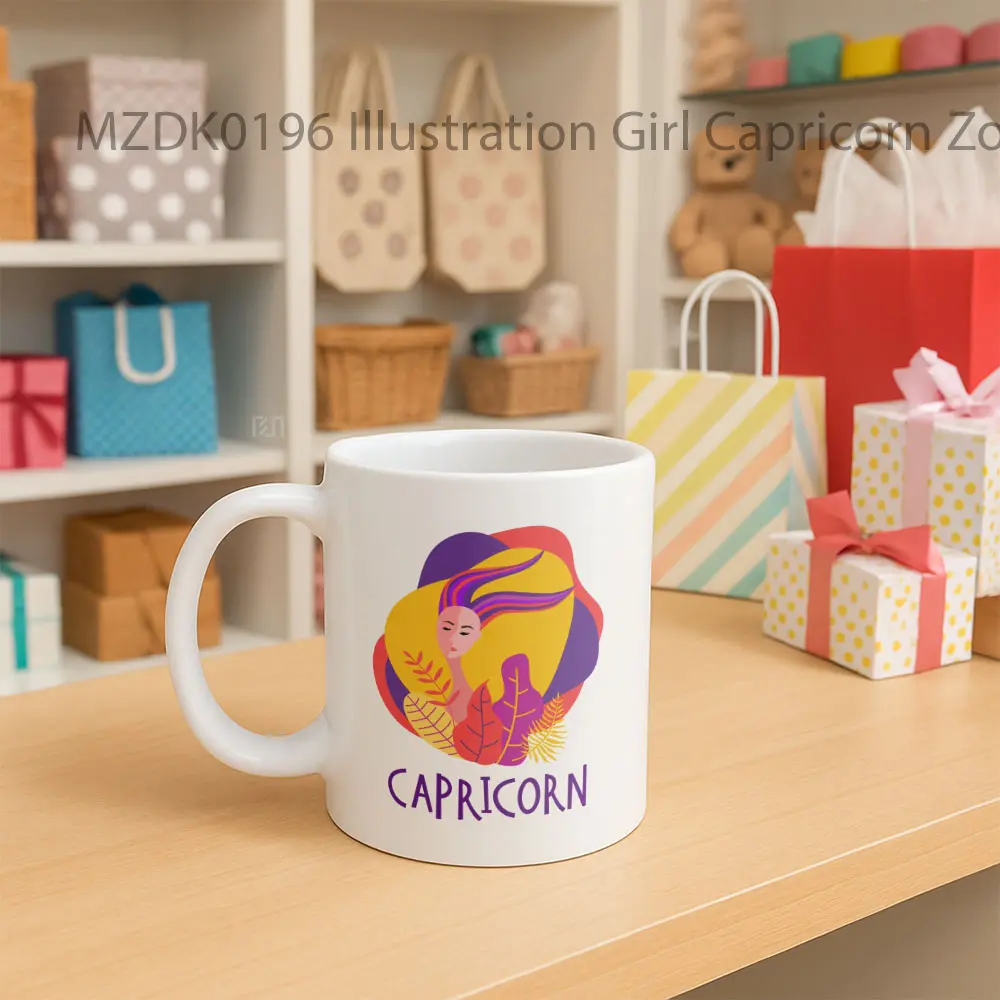 Illustration Girl Capricorn Zodiak Mug - Sudut 2