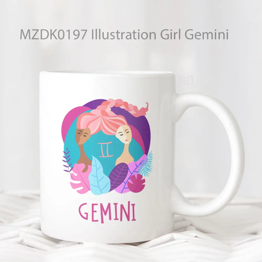 Illustration Girl Gemini Zodiak Mug