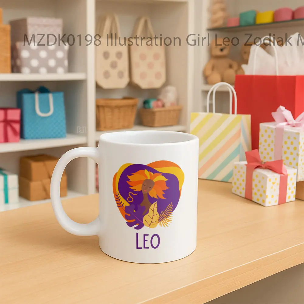 Illustration Girl Leo Zodiak Mug - Sudut 2