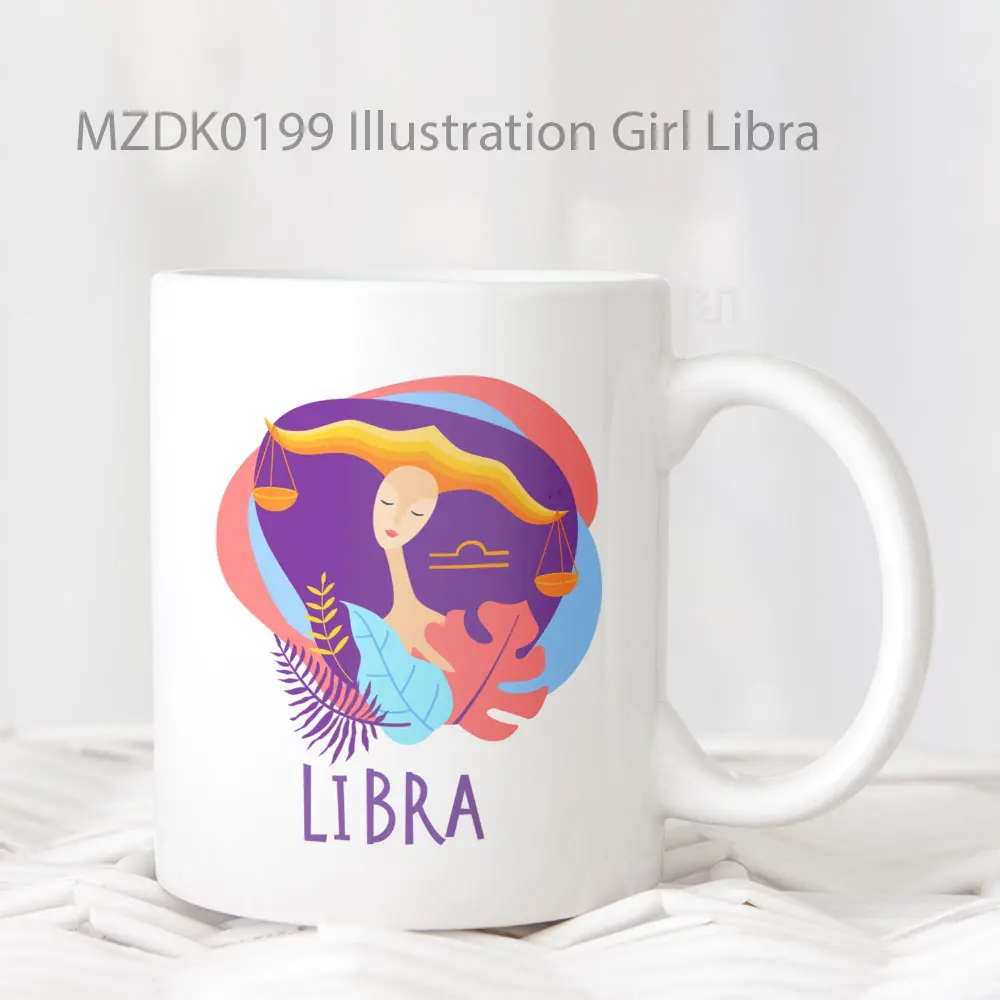 Illustration Girl Libra Zodiak Mug