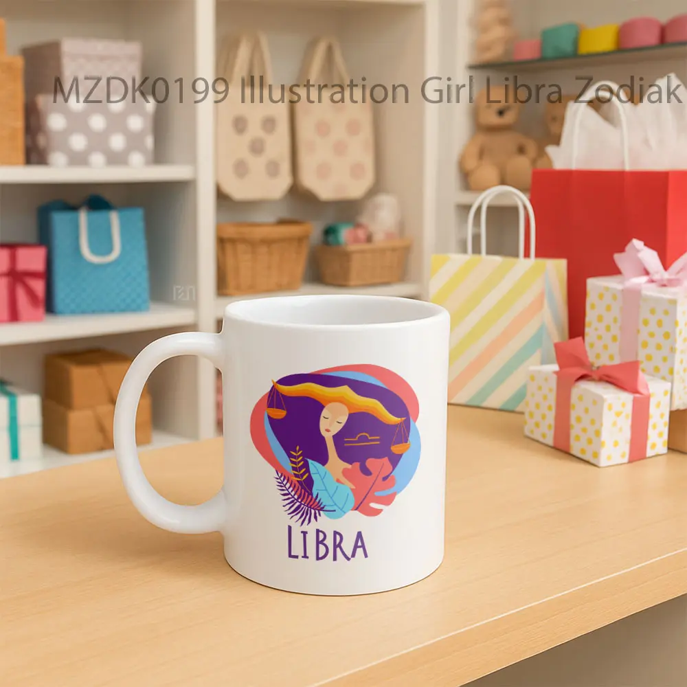 Illustration Girl Libra Zodiak Mug - Sudut 2