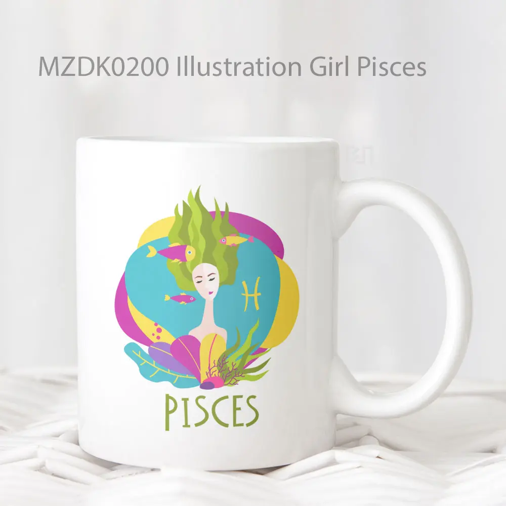 Illustration Girl Pisces Zodiak Mug