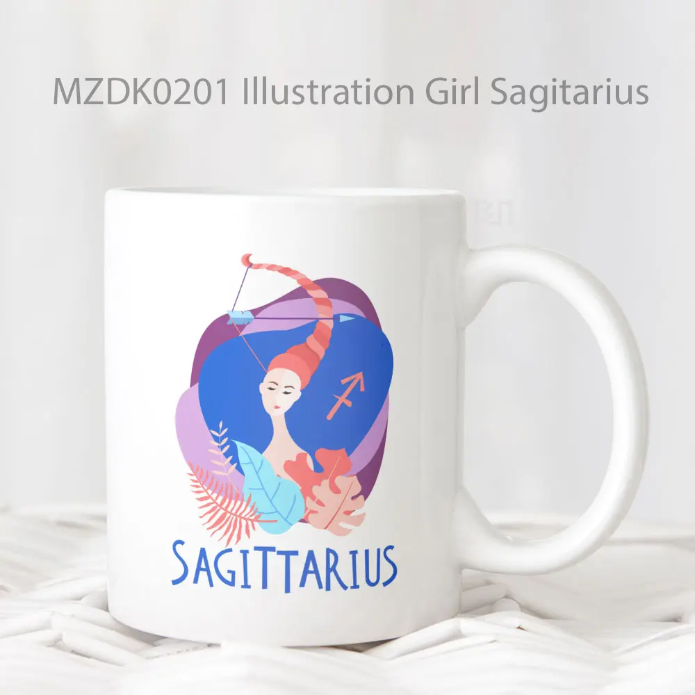 Illustration Girl Sagitarius Zodiak Mug