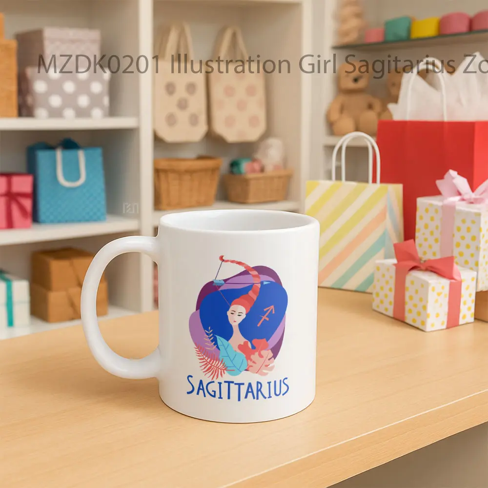 Illustration Girl Sagitarius Zodiak Mug - Sudut 2