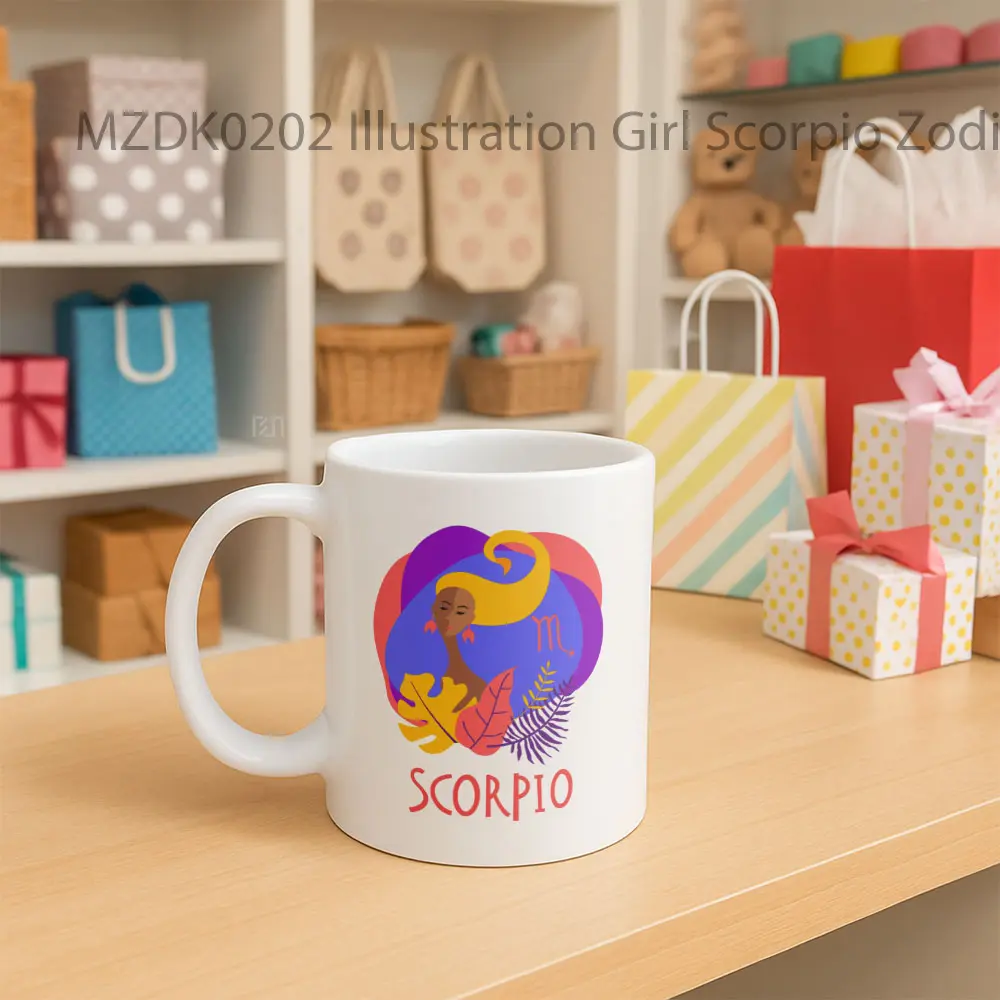 Illustration Girl Scorpio Zodiak Mug - Sudut 2