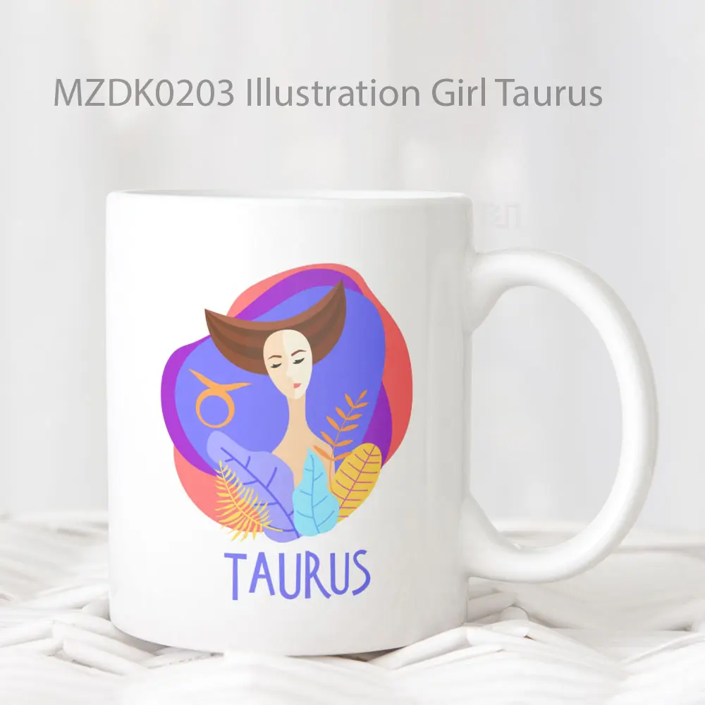 Illustration Girl Taurus Zodiak Mug