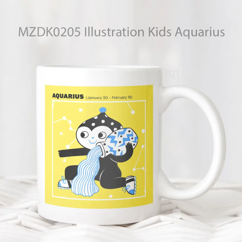 Illustration Kids Aquarius Zodiak Mug