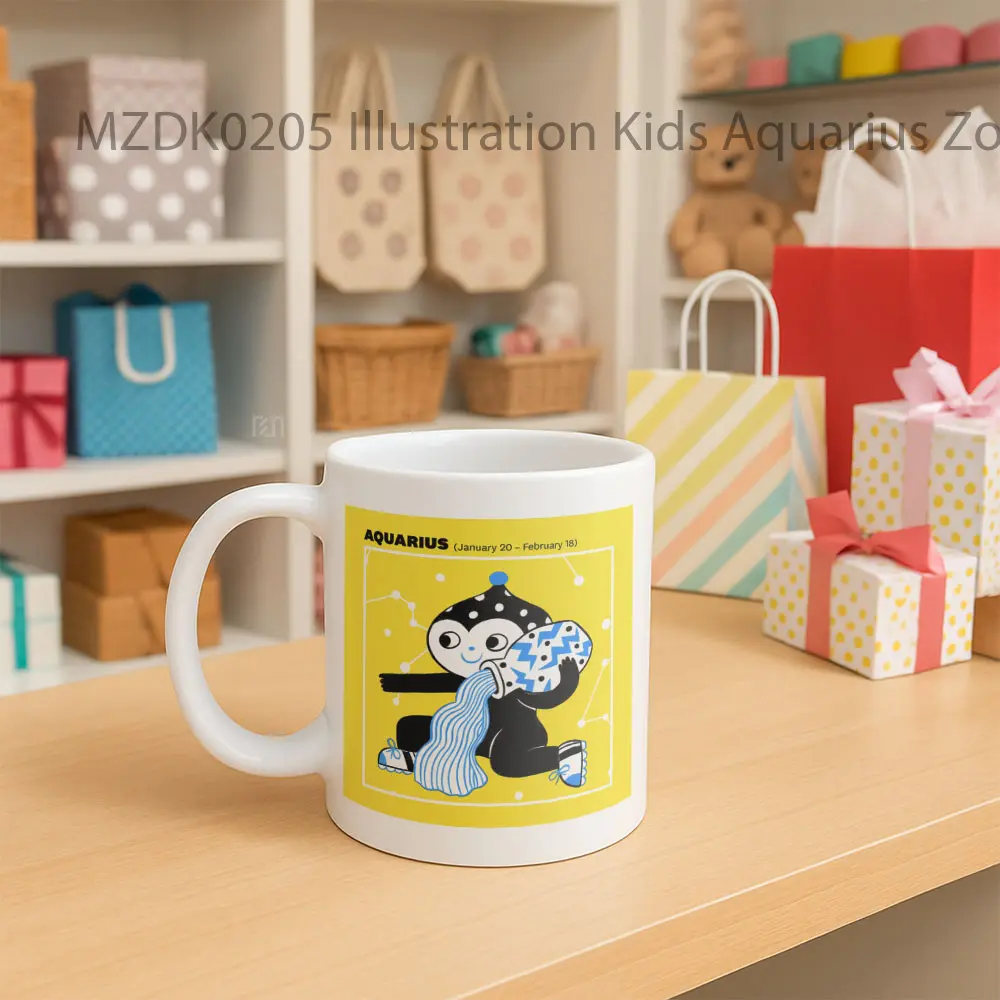 Illustration Kids Aquarius Zodiak Mug - Sudut 2