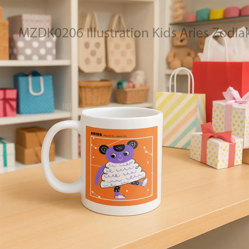 Illustration Kids Aries Zodiak Mug - Sudut 2