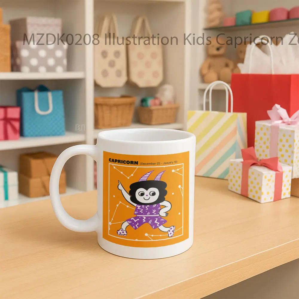 Illustration Kids Capricorn Zodiak Mug - Sudut 2