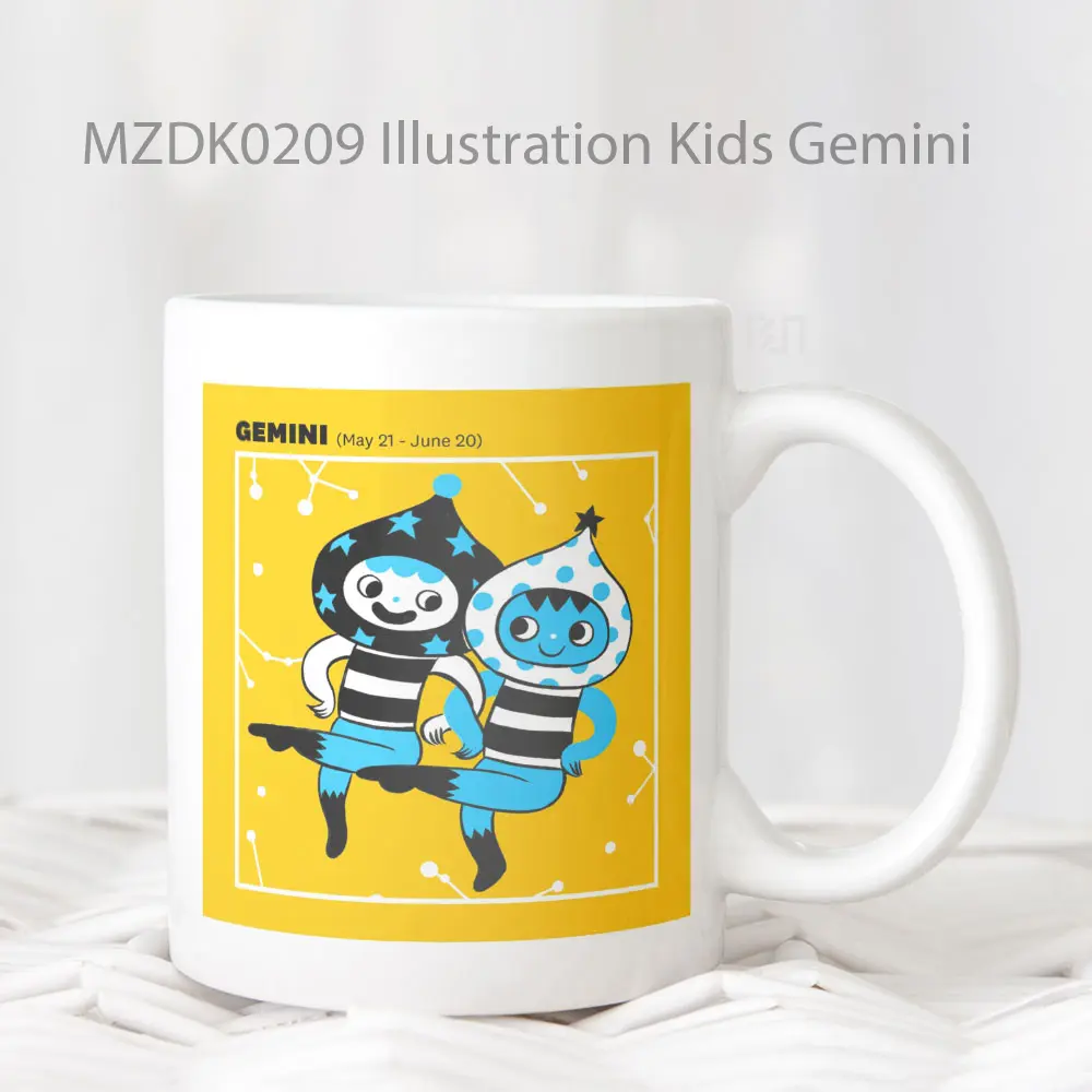 Illustration Kids Gemini Zodiak Mug