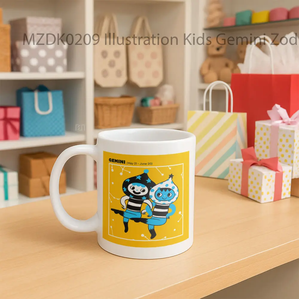 Illustration Kids Gemini Zodiak Mug - Sudut 2