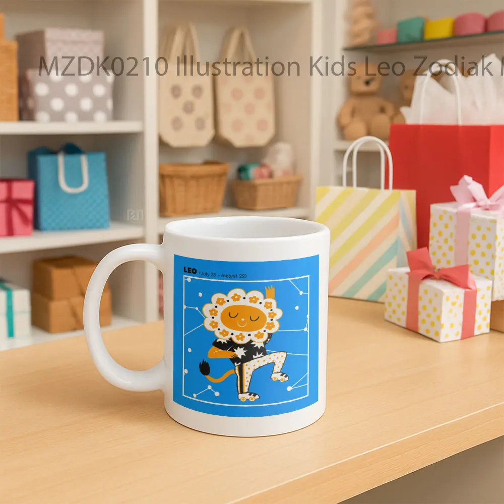 Illustration Kids Leo Zodiak Mug - Sudut 2