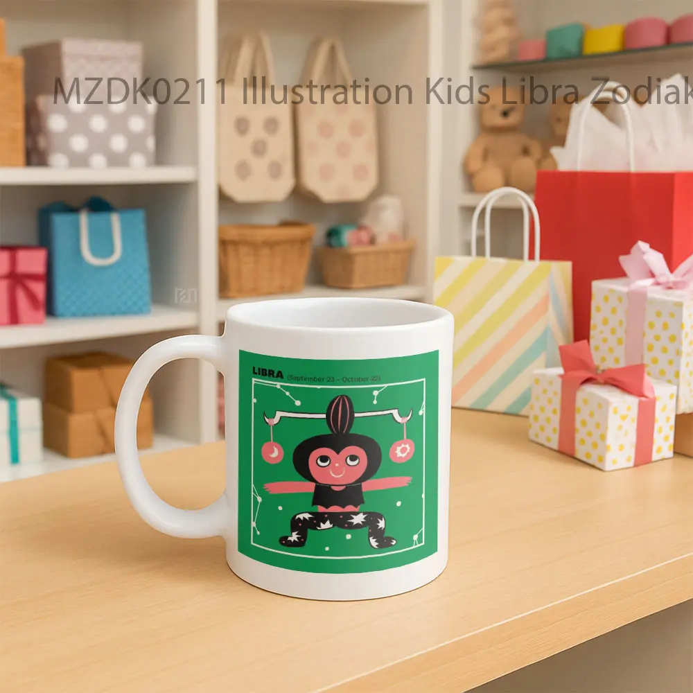 Illustration Kids Libra Zodiak Mug - Sudut 2