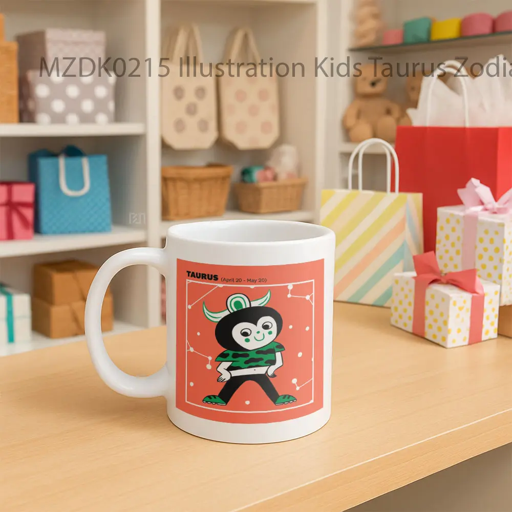 Illustration Kids Taurus Zodiak Mug - Sudut 2