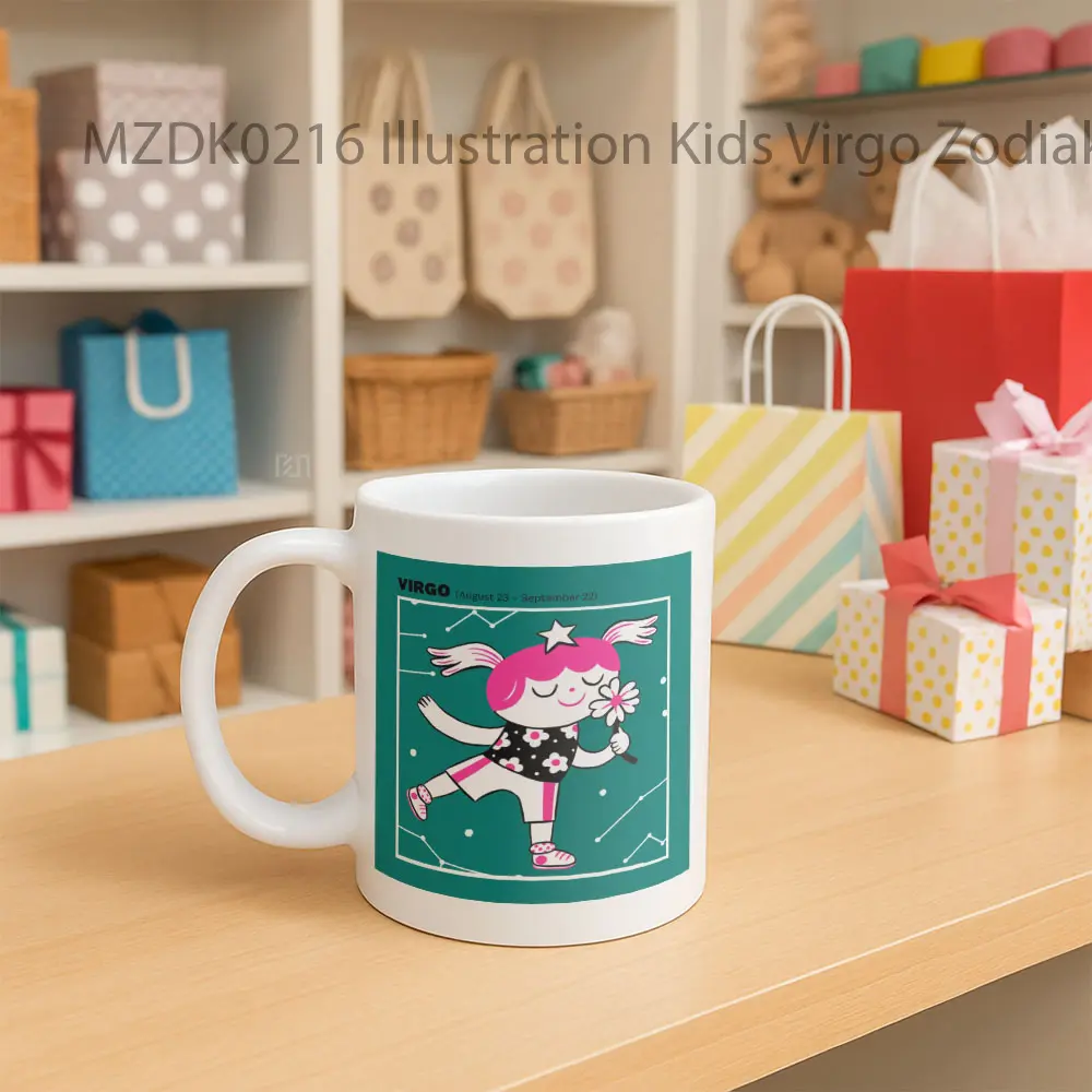 Illustration Kids Virgo Zodiak Mug - Sudut 2