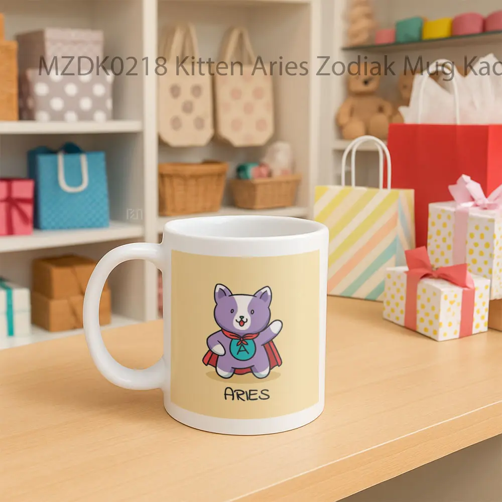 Kitten Aries Zodiak Mug - Sudut 2