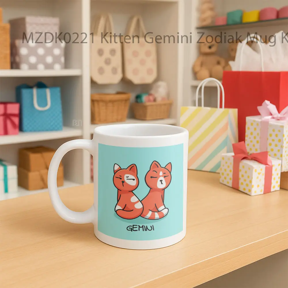 Kitten Gemini Zodiak Mug - Sudut 2